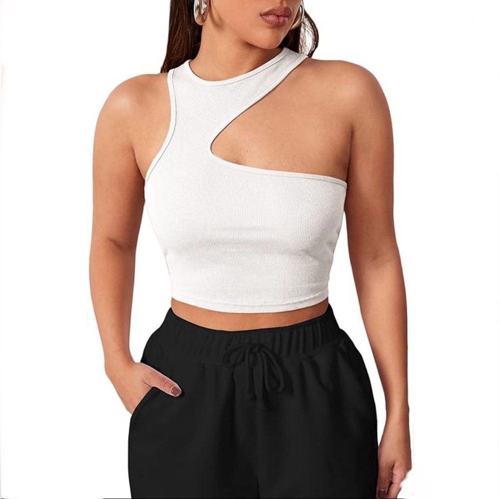 Women’s Neck Sleeveless Slim Fitted Ribbed Crop Tank Top